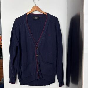 Dior Men's Navy Cardigan with Red Trim